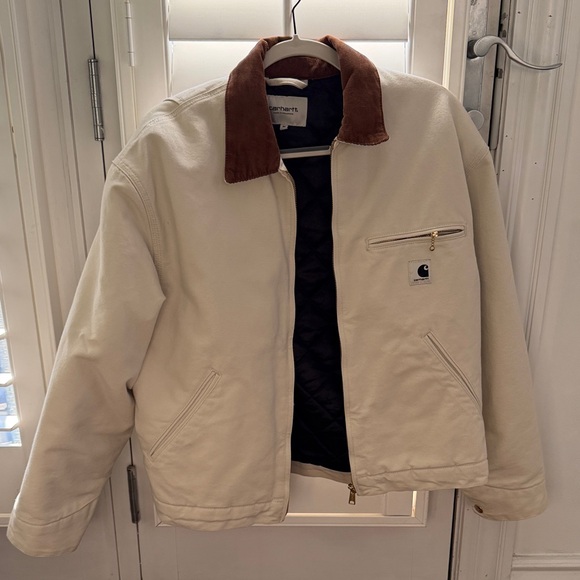 Carhartt Jackets & Blazers - Carhartt Cream Jacket with Brown Corduroy Collar